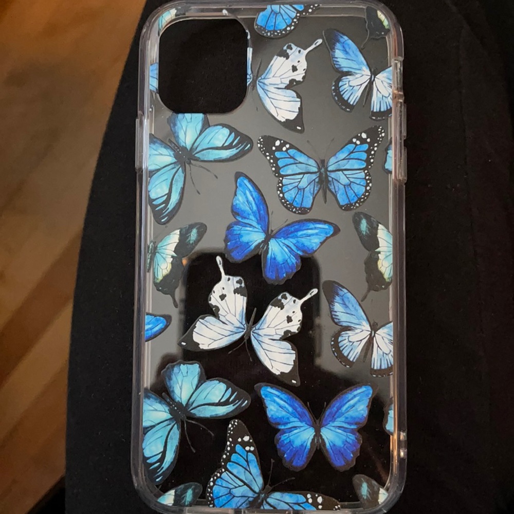 iPhone 11 translucent/blue/white Butterfly Case